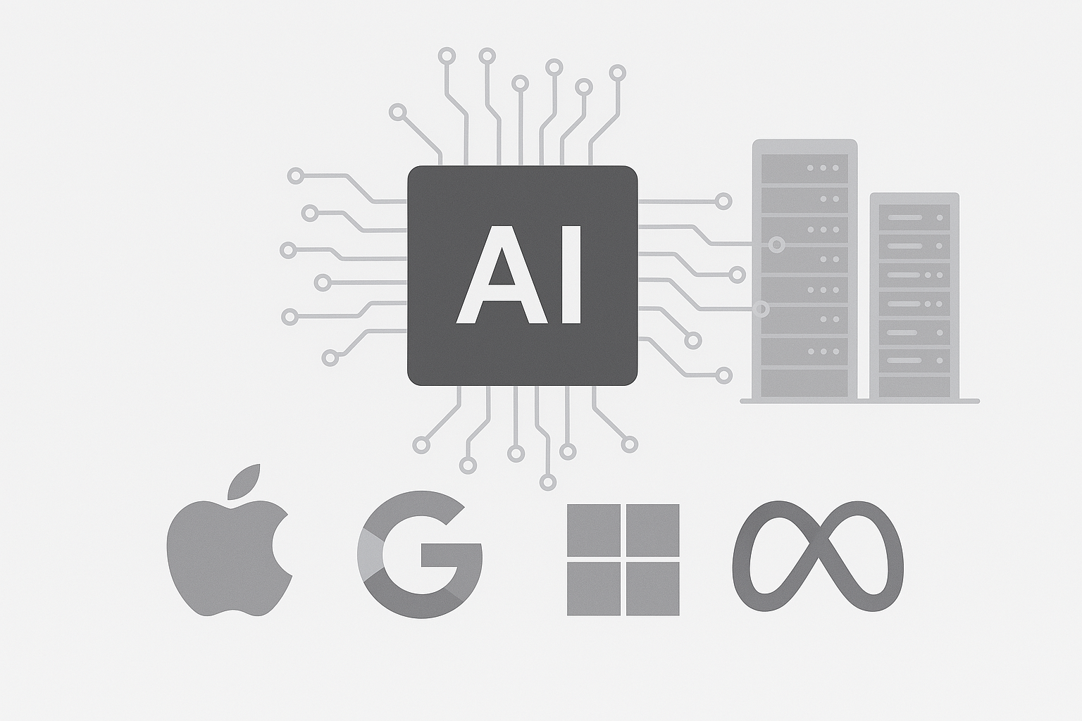 Minimal abstract visual symbolizing AI transformation and global tech competition in 2025 with soft tones and futuristic simplicity