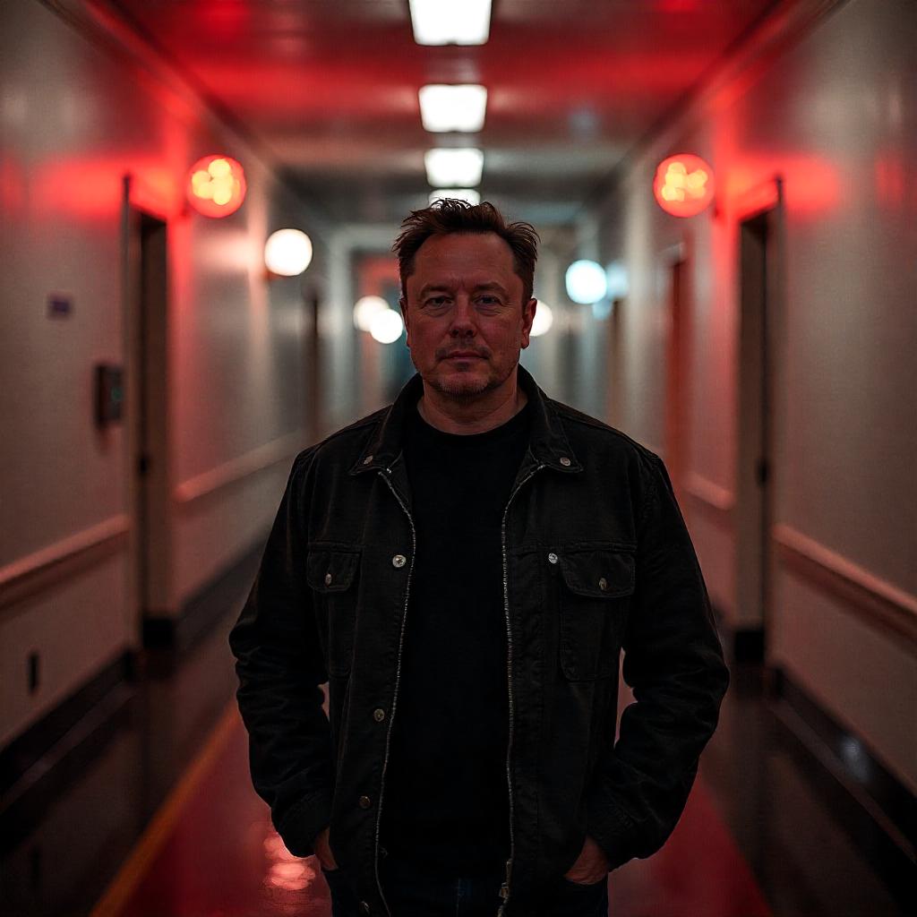 Elon Musk walking through White House corridor during a public visit